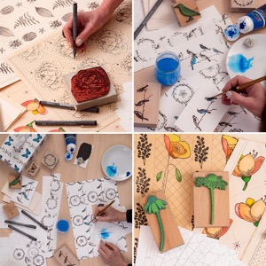 papiers dominotés, creation graphiques, atelier cadrat